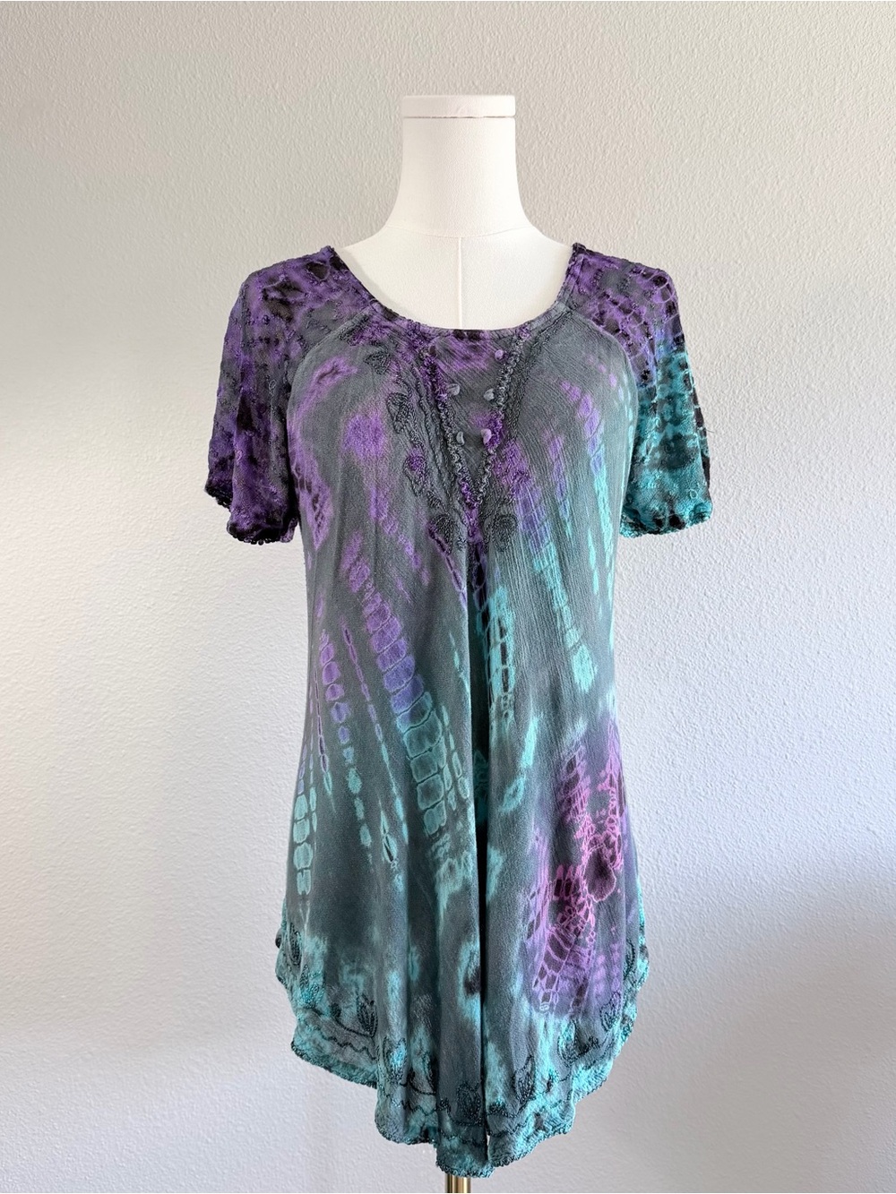Advance Apparels Women's Free Size Tie Dye Short Sleeve Top Boho Hippie Fairy